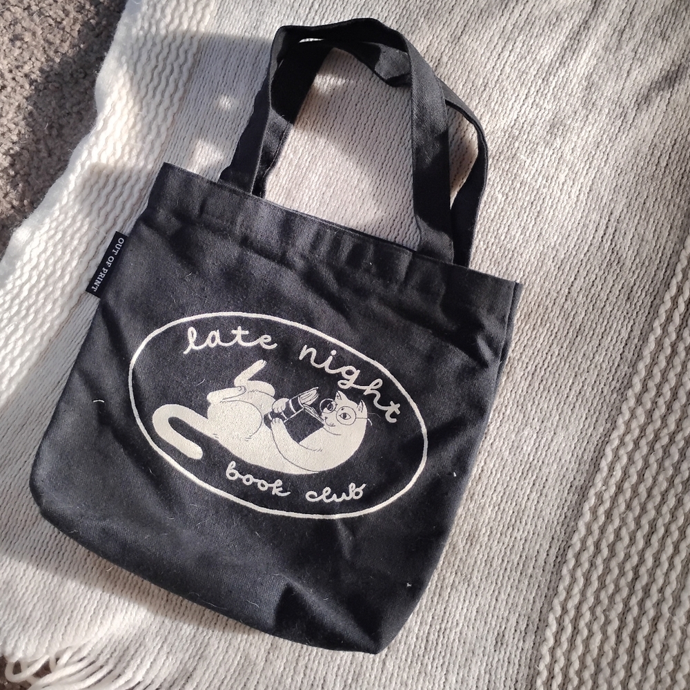 Black 'Late Night Book Club' Tote Bag